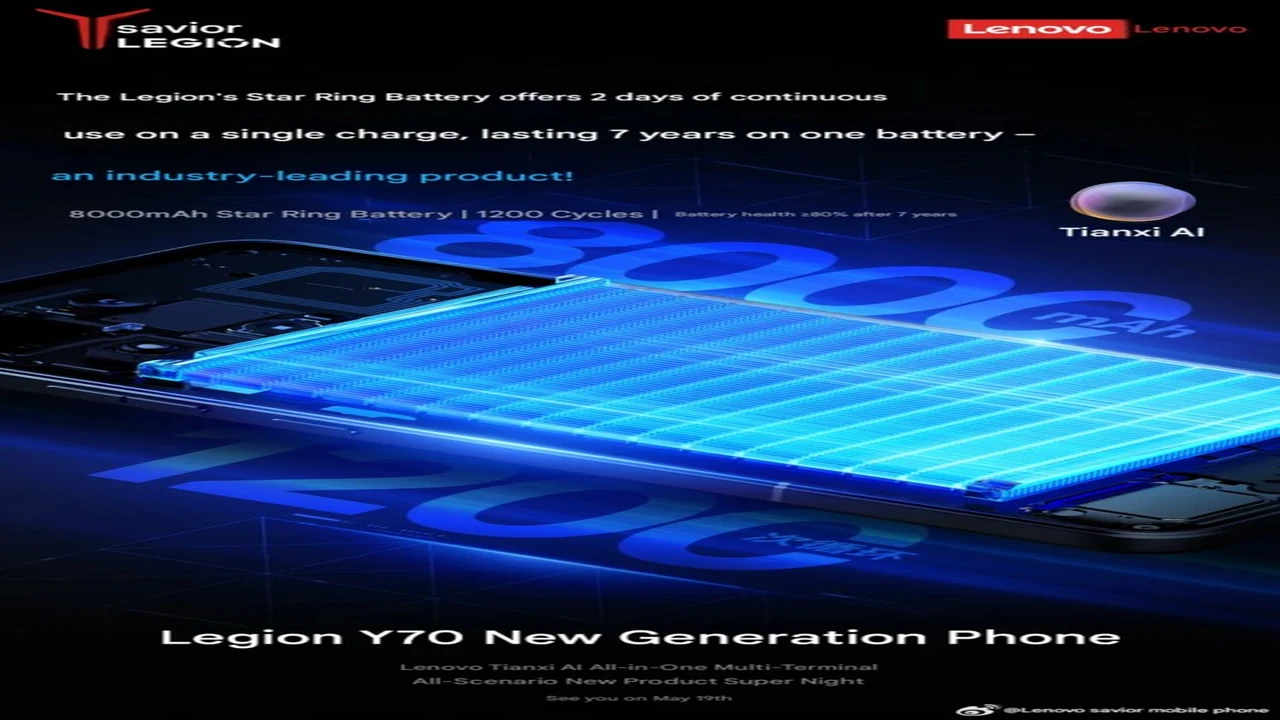 هاتف لينوفو Legion Y70 الجديد يراهن على بطارية استثنائية تدوم لعدة أيام